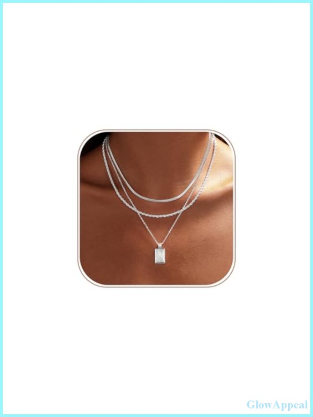 14K Gold Plated Layered Necklace Set Herringbone Twist Pendant Adjustable